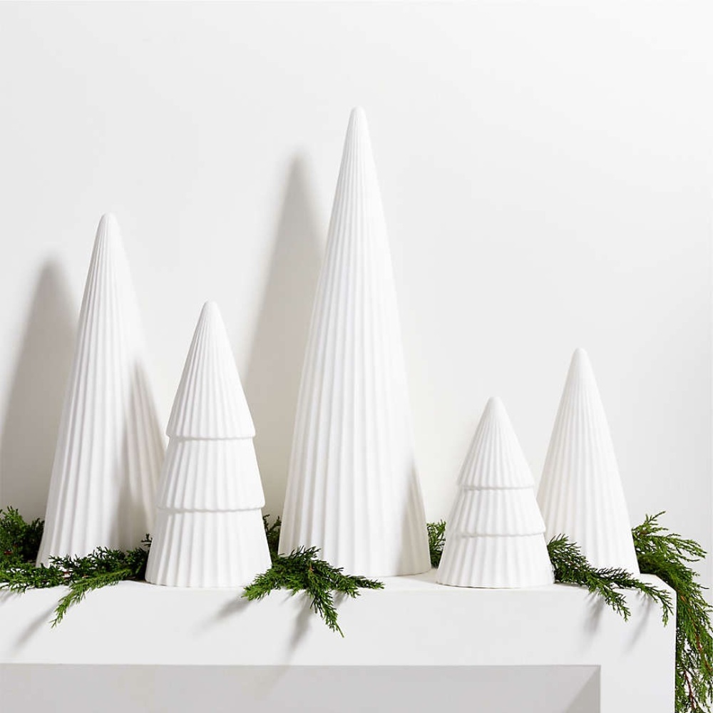 Crate&Barrel White Ceramic Lighted Tree MEDIUM